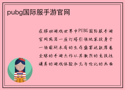 pubg国际服手游官网